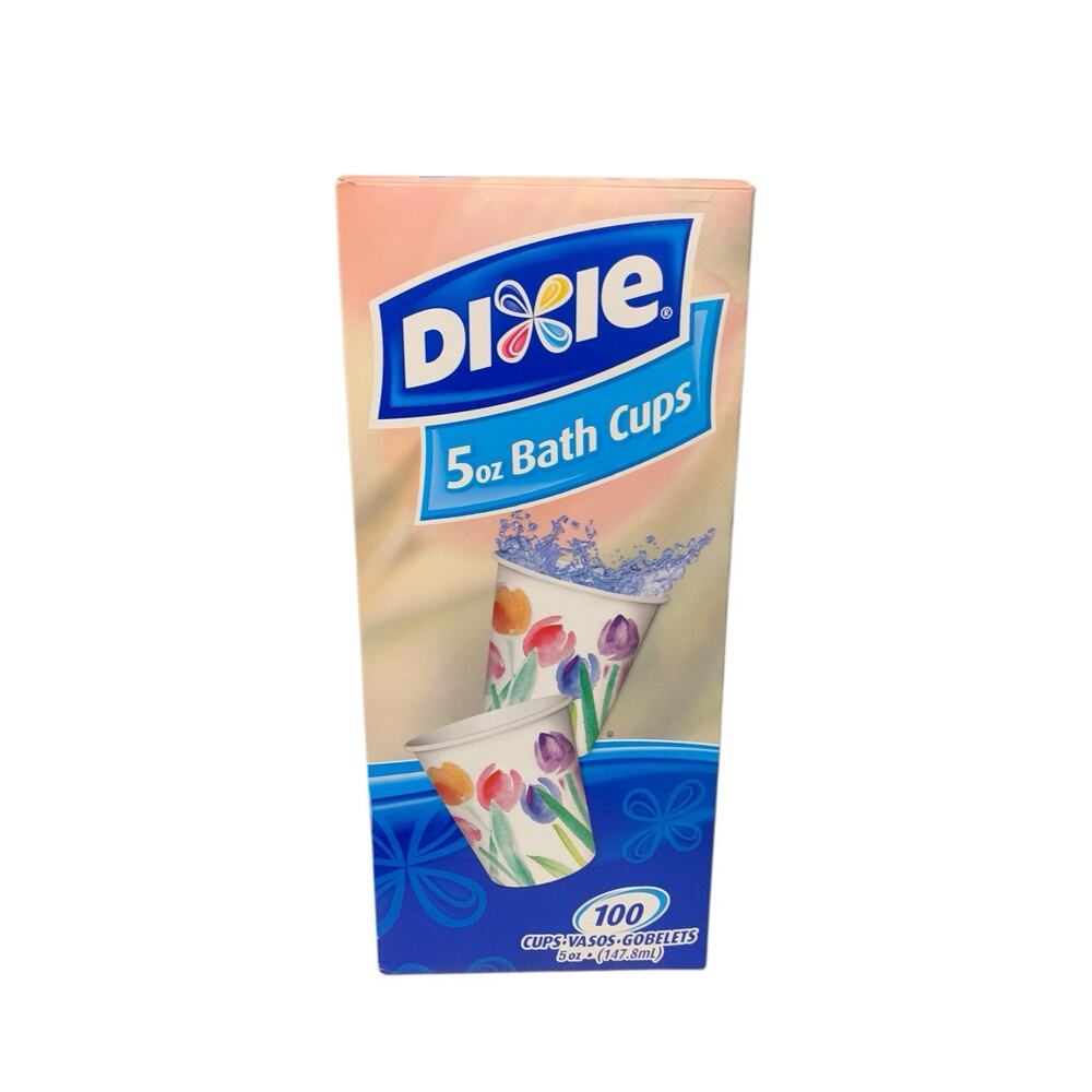 Dixie 5 oz Bath Cups Rosy Watercolors Floral Paper Cups 100 CT Opened Box‎
